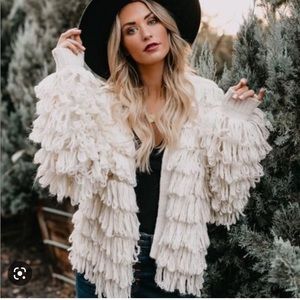 Vici Eye of the beholder boho shaggy fringe cardigan jacket nwot M sold out